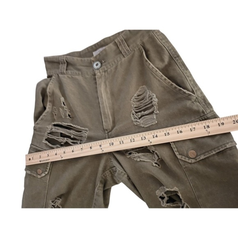 CARMAR CARMAR Olive Green Distressed Cargo Pants Size 26 VTG Grunge Style - Picture 10 of 15